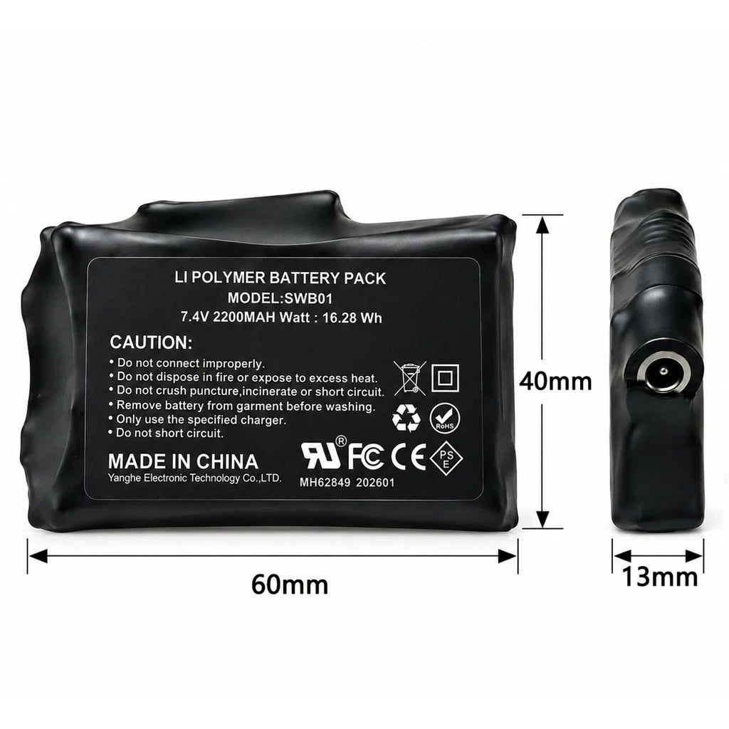 Batterie 7,4 V 2 200 mAh, 60 x 40 x 13 mm