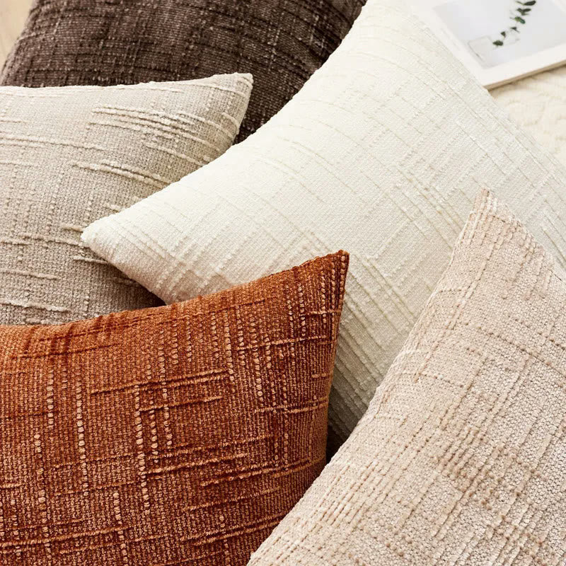 Housse de coussin en chenille texturée, housse seule