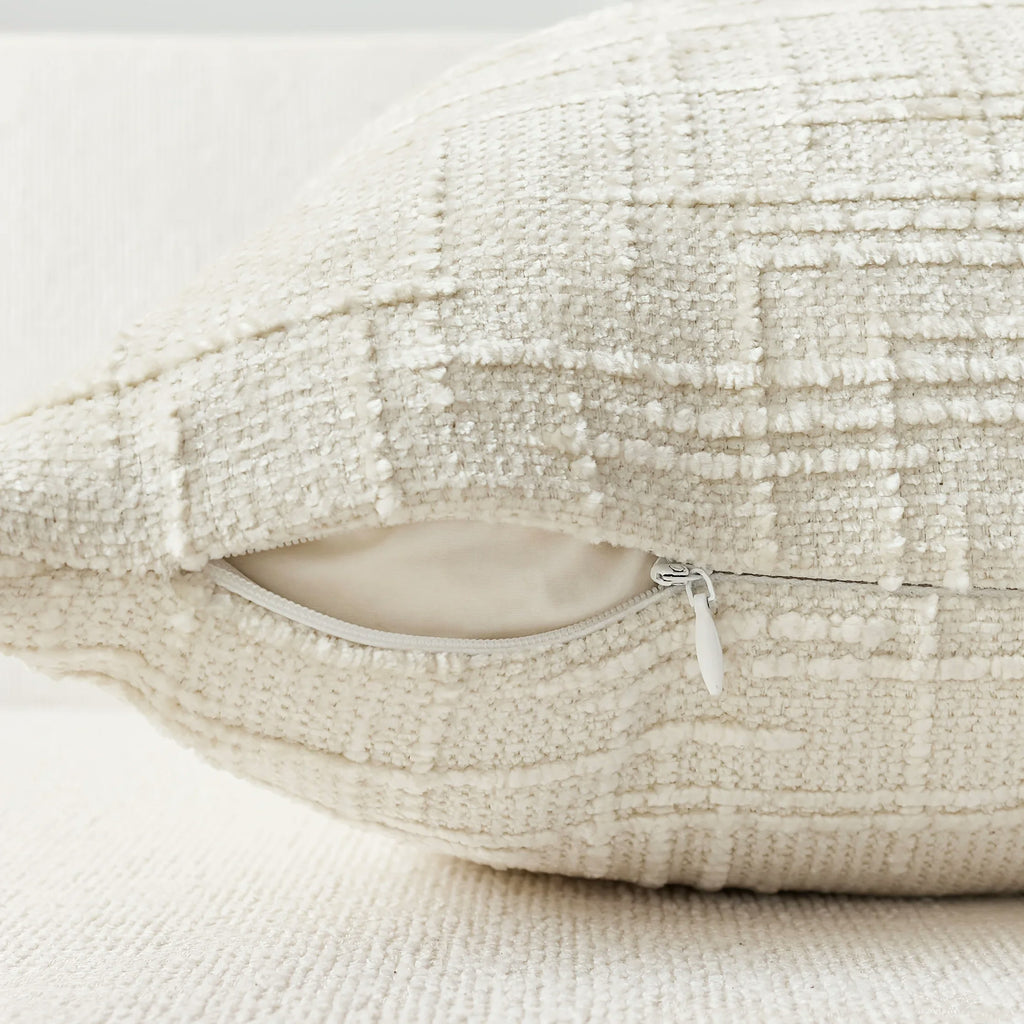 Housse de coussin en chenille texturée, housse seule