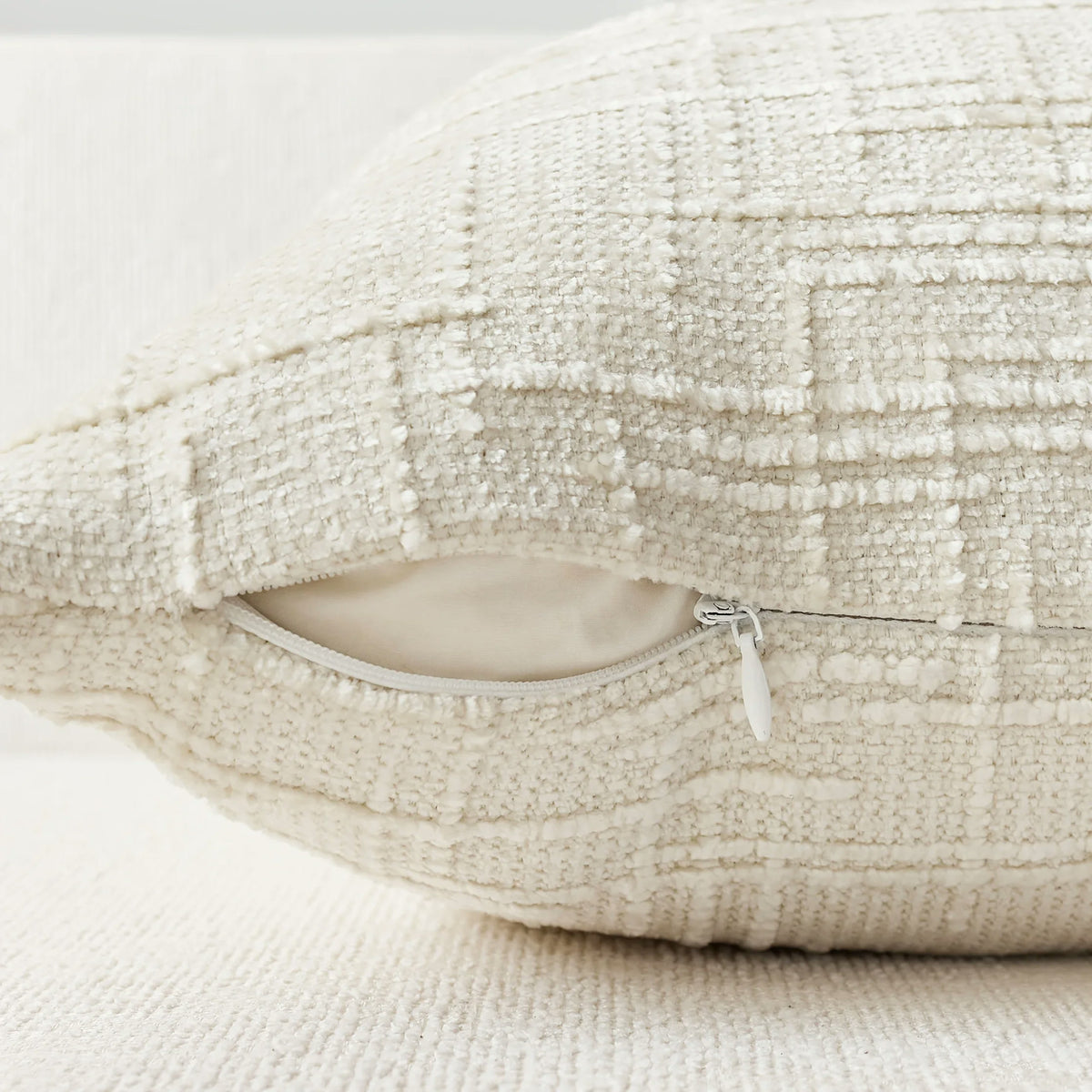 Housse de coussin en chenille texturée, housse seule