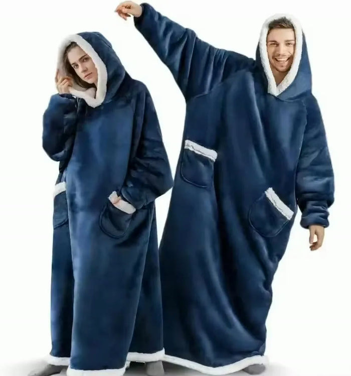 Plaid à manches 180 cm, flanelle doublée sherpa