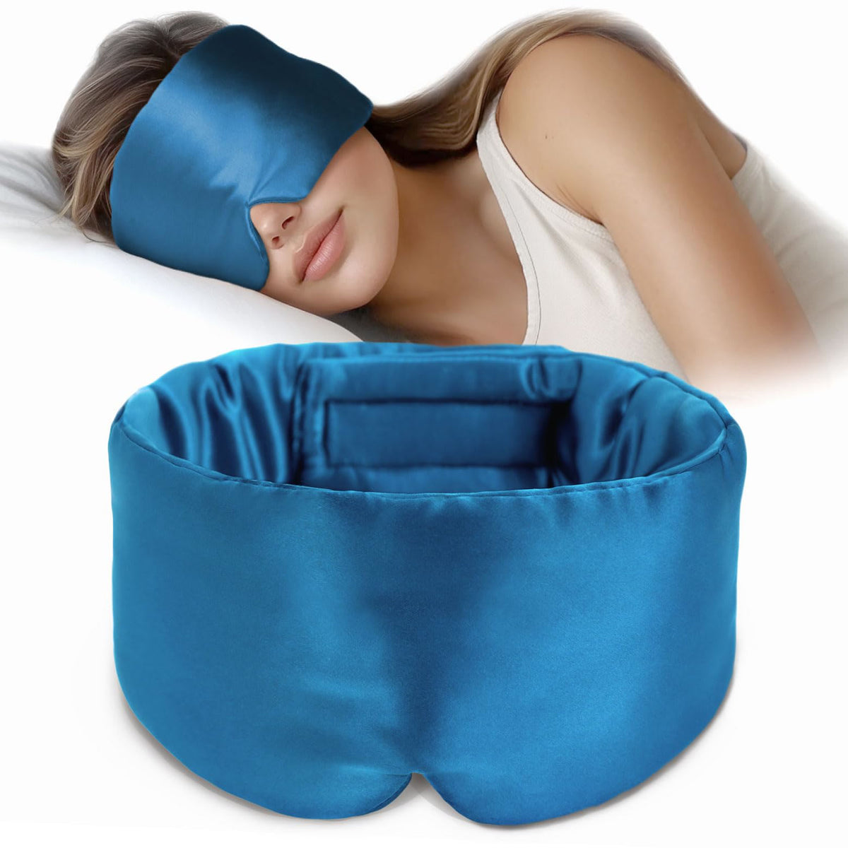 Masque de nuit en soie de mûrier, bandeau large