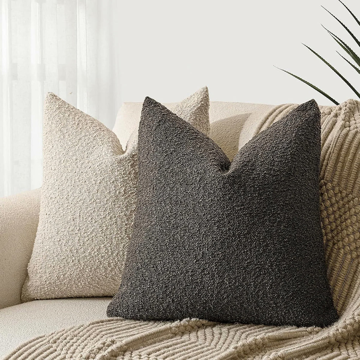 Housse de coussin bouclette épaisse, effet laine d’agneau, housse seule