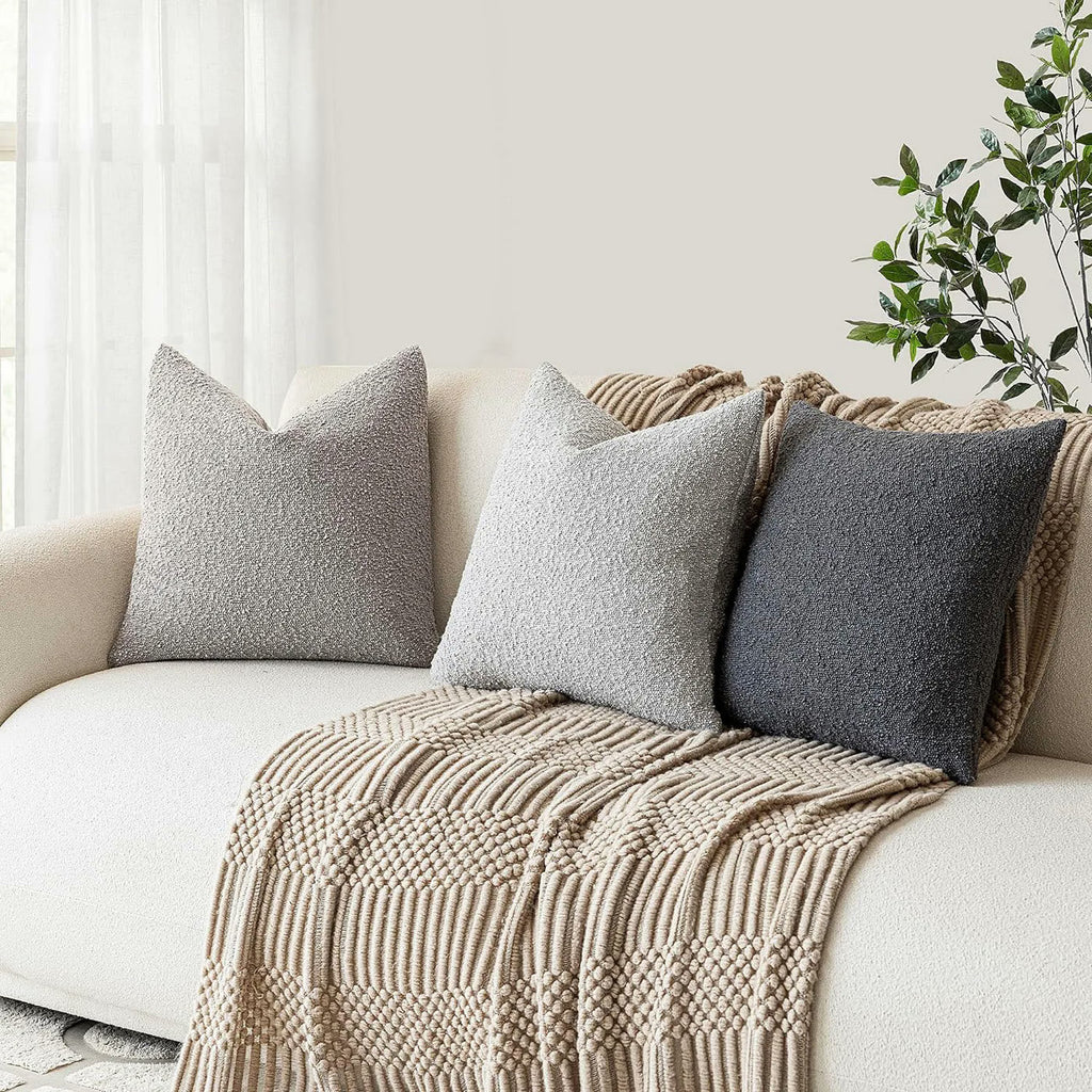 Housse de coussin bouclette épaisse, effet laine d’agneau, housse seule