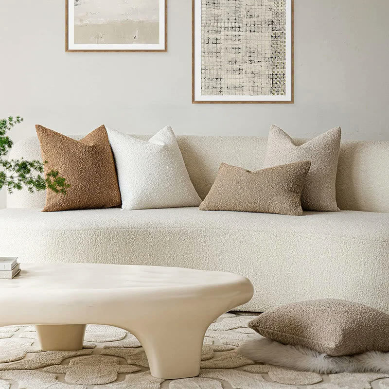 Housse de coussin bouclette épaisse, effet laine d’agneau, housse seule