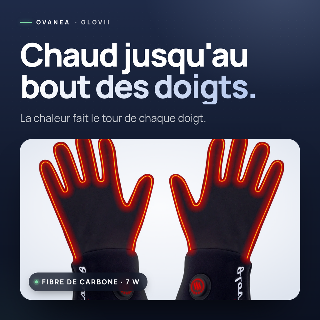 Gants chauffants Glovii : chaud jusqu’au bout des doigts, la chaleur fait le tour de chaque doigt