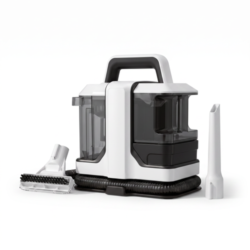 Shampouineuse Multi-surfaces OVANEA 450W 12000Pa sur fond blanc - aspirateur laveur canapé tapis moquette