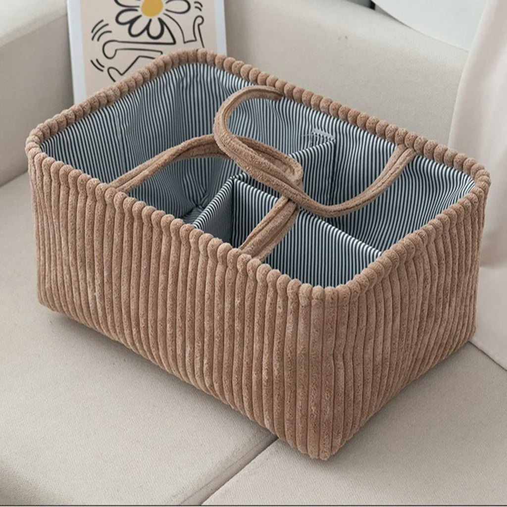 Panier de rangement en velours côtelé, 38 × 26 cm