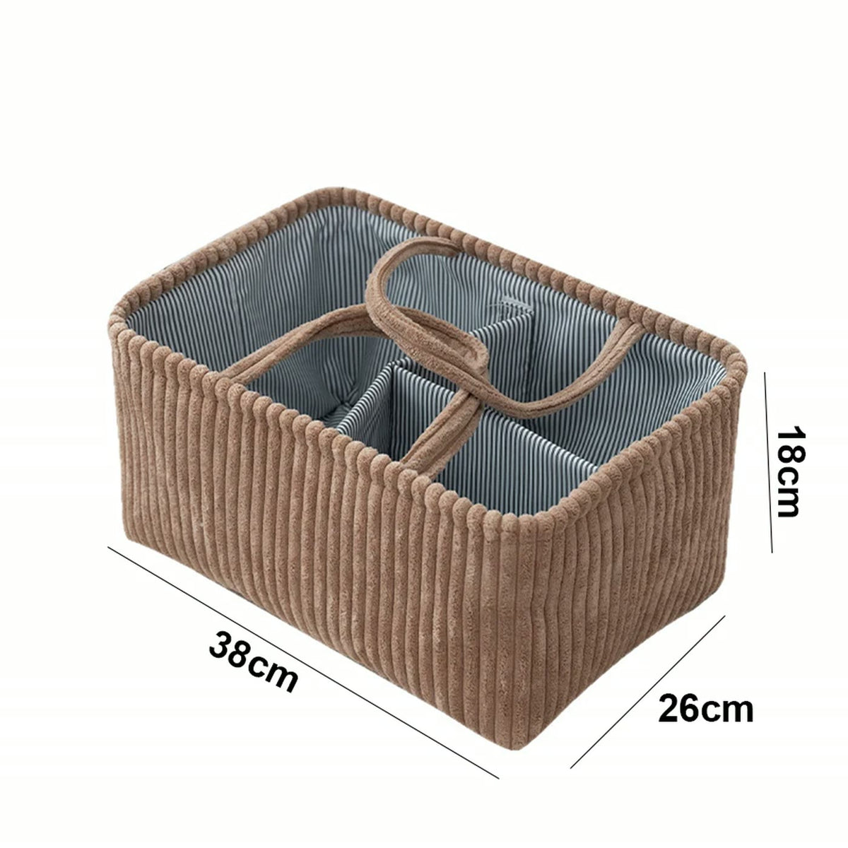 Panier de rangement en velours côtelé, 38 × 26 cm